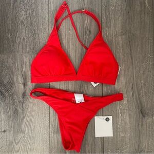 First Base Red Triangle Bikini Set